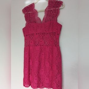 ✨ BCBGMaxAzria Hot Pink Lace Dress Size 10